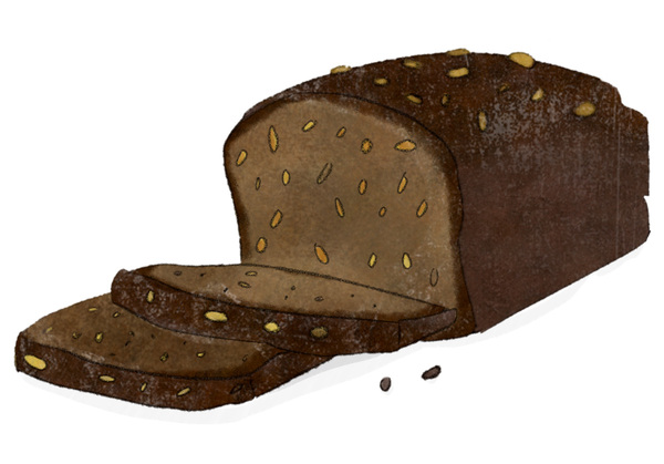 Dunkles Kastenbrot mit Körnern