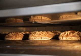 Brot backt in Ofen Bäckerei Traublinger