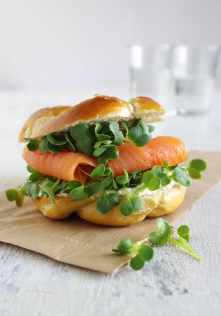 Lachs-Brötchen mit Kresse