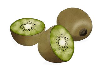 Illustration von einer aufgeschnittenen Kiwi