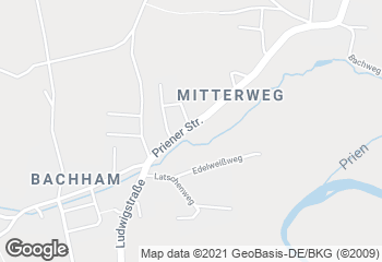 Karte mit Standort von Bäckerei Summerer Bachham bei Prien