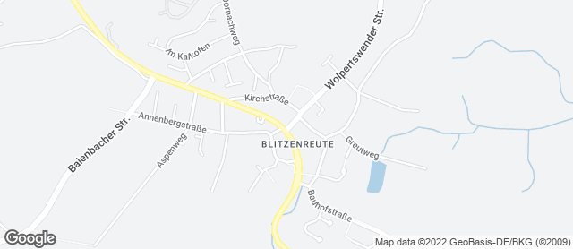Karte mit Standort von Bäckerei Müller Filiale Blitzenreute