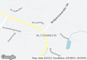 Karte mit Standort von Bäckerei Müller Filiale Blitzenreute