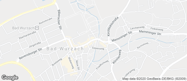 Karte mit Standort von Bäckerei Steinhauser, Cafe Schuhmacher - Bad Wurzach