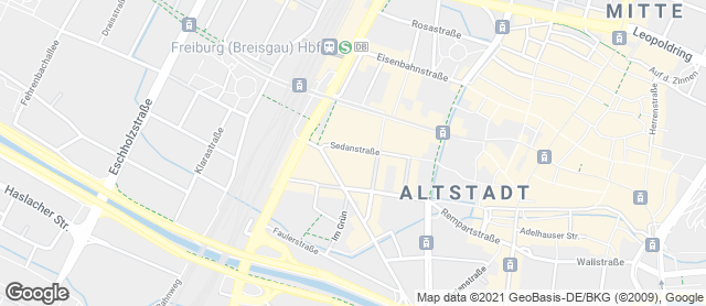 Karte mit Standort von Bäcker-Innung Freiburg - Südbaden