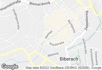 Karte mit Standort von Bäckerei Zoll, Bäcker Café Marktplatz Biberach