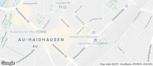 Karte mit Standort von Privat Bäckerei Wimmer Pariserstraße