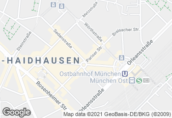 Karte mit Standort von Privat Bäckerei Wimmer Pariserstraße