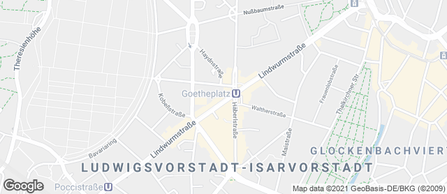 Karte mit Standort von Privat Bäckerei Wimmer Lindwurmstraße