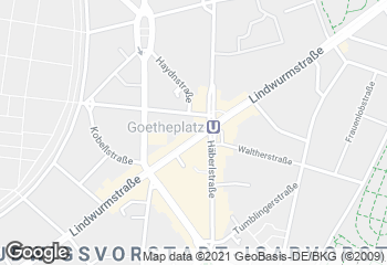 Karte mit Standort von Privat Bäckerei Wimmer Lindwurmstraße
