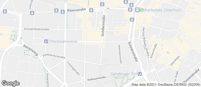 Karte mit Standort von Cafe & Bäckerei Mauerer - Schillerstraße