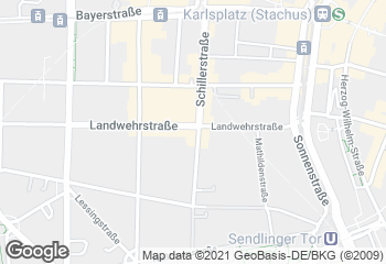 Karte mit Standort von Cafe & Bäckerei Mauerer - Schillerstraße