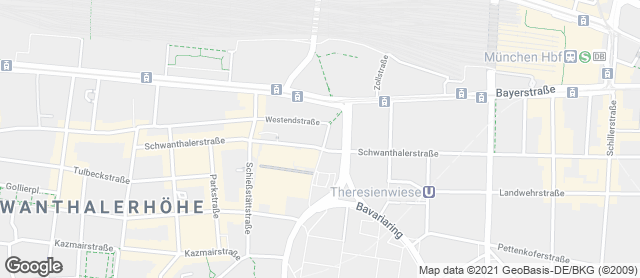 Karte mit Standort von Privat Bäckerei Wimmer Theresienhöhe