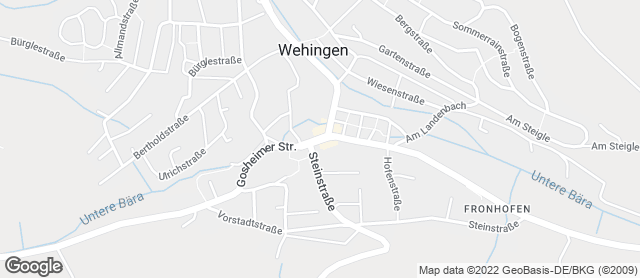 Karte mit Standort von Backhaus Licht GmbH - Wehingen