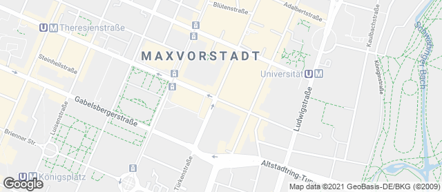 Karte mit Standort von Privat Bäckerei Wimmer Türkenstraße