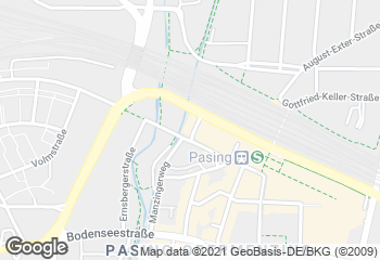 Karte mit Standort von Privat Bäckerei Wimmer Pasing-Bahnhofplatz