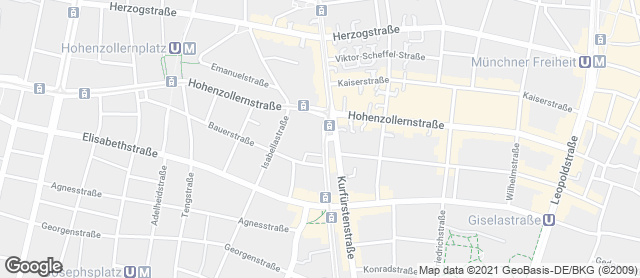 Karte mit Standort von Privat Bäckerei Wimmer Kurfürstenplatz