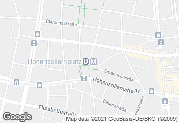 Karte mit Standort von Privat Bäckerei Wimmer Hohenzollernplatz