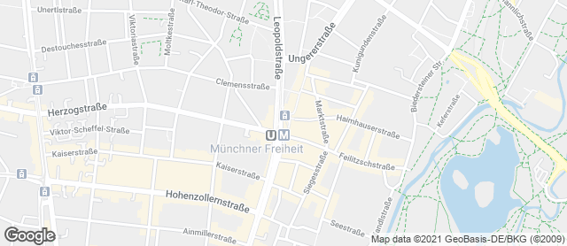 Karte mit Standort von Privat Bäckerei Wimmer Münchner Freiheit