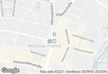 Karte mit Standort von Privat Bäckerei Wimmer Münchner Freiheit