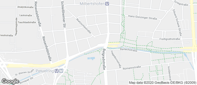 Karte mit Standort von Privat Bäckerei Wimmer Rewe-Petuelring