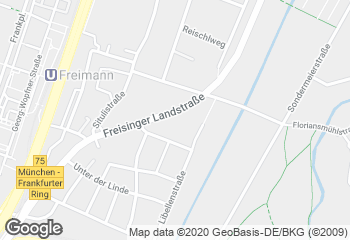 Karte mit Standort von Bäckerei & Konditorei Ludwig Riedmair GmbH Filiale Freimann