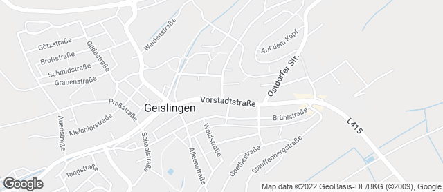 Karte mit Standort von Café Bäcker Mayer Geislingen