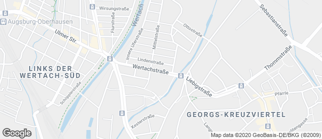Karte mit Standort von Ihle Cafe Wertachstraße Augsburg