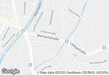 Karte mit Standort von Ihle Cafe Wertachstraße Augsburg