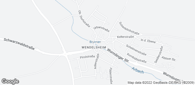 Karte mit Standort von Bäckerei Weinberg
