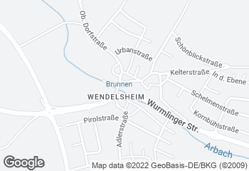 Karte mit Standort von Bäckerei Weinberg