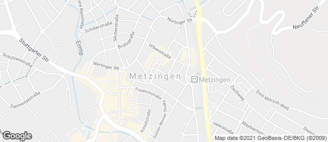 Karte mit Standort von Café Bäcker Mayer Metzingen