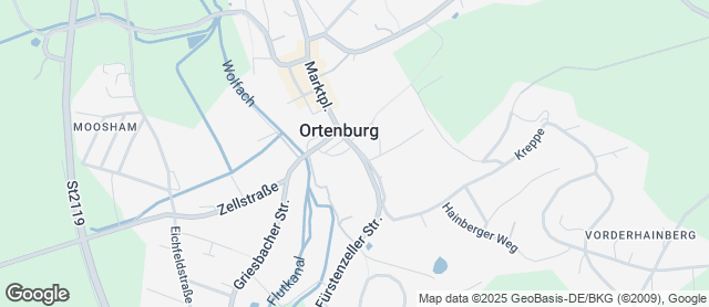 Karte mit Standort von Bäckerei und Café Langmeyer