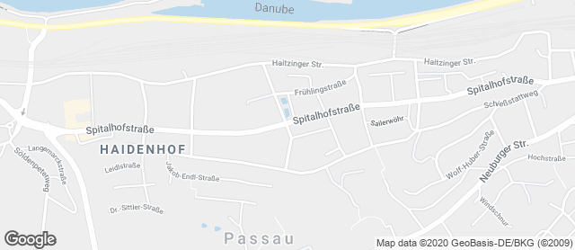 Karte mit Standort von Bäckereifachgeschäft Kittl - Passau Spitalhofstrasse
