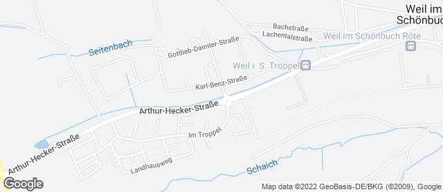 Karte mit Standort von Bäckerei Treiber, Weil im Schönbuch
