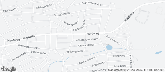 Karte mit Standort von Bäckerei Treiber, Böblingen Herdweg