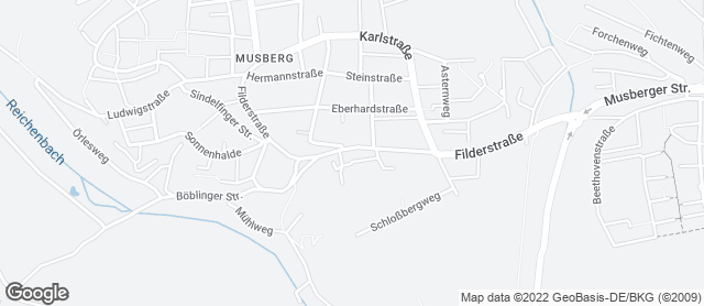 Karte mit Standort von Bäckerei Treiber, Musberg