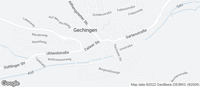Karte mit Standort von Bäckerei & Konditorei Raisch GmbH & Co. KG - Filiale Gechingen