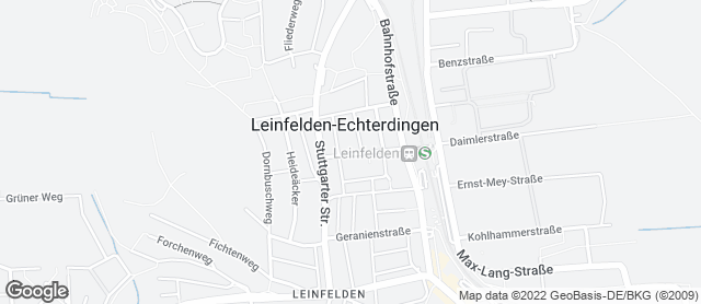 Karte mit Standort von Bäckerei Treiber, Leinfelden