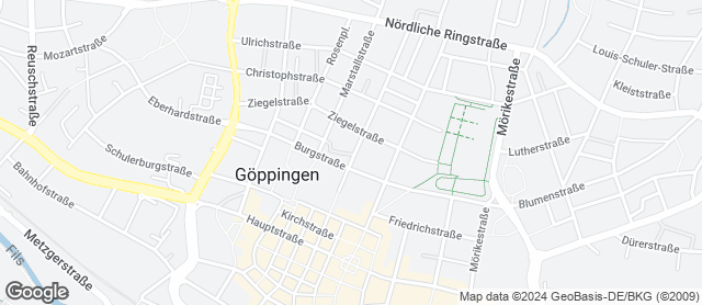 Karte mit Standort von Bäckerei Weiss Göppingen