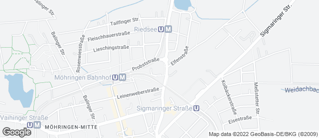 Karte mit Standort von Bäckerei Treiber, Möhringen