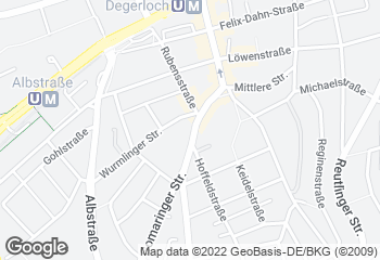 Karte mit Standort von Bäckerei Treiber, Degerloch REWE
