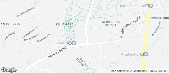 Karte mit Standort von Bäckerei Treiber, Killesberg