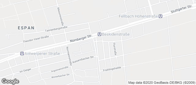 Karte mit Standort von Grau Backspezialitäten in Fellbach-Lindle