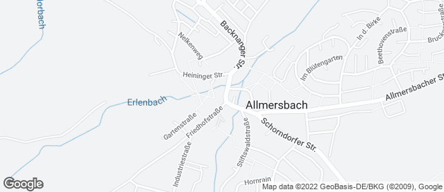 Karte mit Standort von Bäckerei Mildenberger - Allmersbach