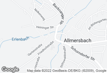 Karte mit Standort von Bäckerei Mildenberger - Allmersbach