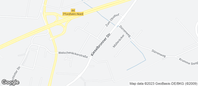 Karte mit Standort von Bäckerei Böss in der Kieselbronnerstr.
