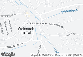 Karte mit Standort von Bäckerei Mildenberger - Weissach im Tal