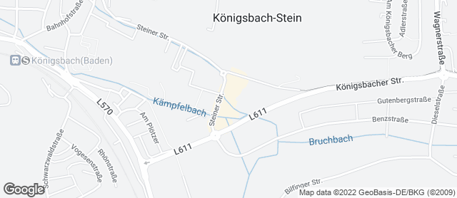 Karte mit Standort von Bäckerei & Konditorei Raisch GmbH & Co. KG - Filiale Königsbach-Stein