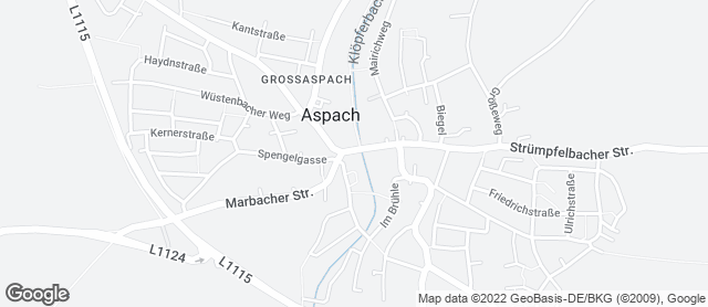 Karte mit Standort von Bäckerei Mildenberger - Aspach